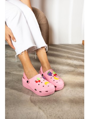 İmershoes Novelido Yüksek Taban Kadın Sabo Terlik Masaj Tabanlı Hafif Meyveli