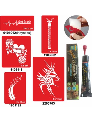 Örtücü  Desenleri Hint Kınası ile Geçici Dövme Yapma Seti