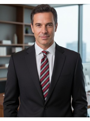 1001 Kravat Siyah Beyaz Kırmızı Çizgili 7,5 cm Genişliğinde Ipek Kravat