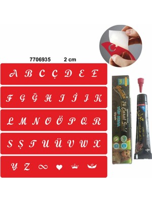 Alfabe Büyük Harfler Hint Kınası ile Geçici Dövme Yapma Seti