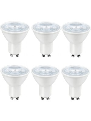 ZMR-121/B.40 6’lı 7W GU10 LED Çanak Ampul Seti 4000K Sıcak Beyaz Mercekli 540LM Yüksek Verimli Aydınlatma