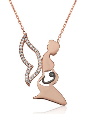 925 Ayar Gümüş Anne Vav Kadın Gümüş Kolye