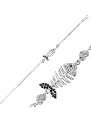 925 Ayar Gümüş Kalpli Balık Bileklik