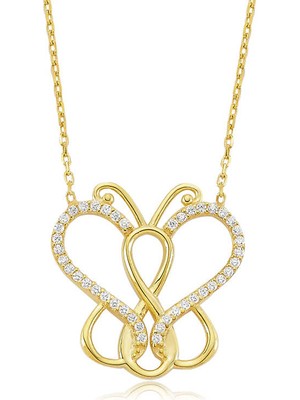 925 Ayar Gümüş Sonsuzluk Kelebek Kolye