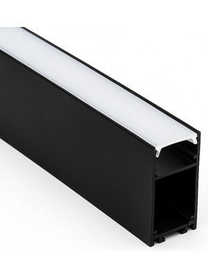 Ledarmy LED Kanal Profil Alüminyum Siyah Kasa 1 Metre 50x80mm Linear Opak Pleksi Yan Kapak Sarkıt LED Kasa 7909