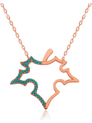 925 Ayar Gümüş Mavi Yaprak Kadın Gümüş Kolye