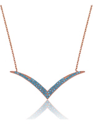 925 Ayar Gümüş Firuze Taşlı Martı Kadın Gümüş Kolye