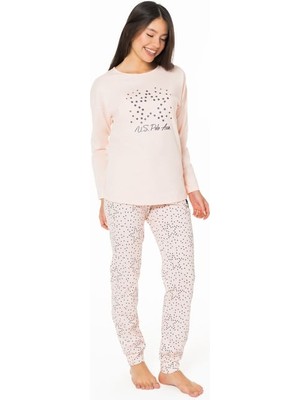 Bisiklet Yaka Uzun Kollu Pijama Takımı Paçası Bantlı S26163