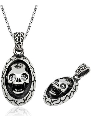 925 Ayar Gümüş Kuru Kafa Erkek Gümüş Kolye