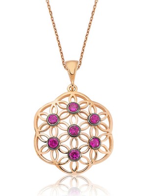 Stumbanng 925 Ayar Gümüş Pembe Yaşam Çiçeği Kadın Gümüş Kolye