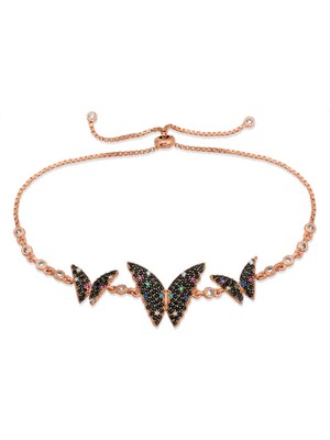 Stumbanng 925 Ayar Gümüş Rose Kelebek Asansör Bileklik