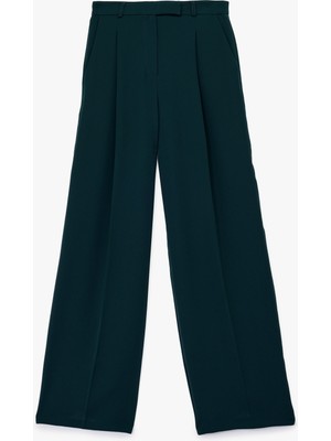 Krep Kumaş Cepli Pile Detaylı Yüksek Bel Palazzo Pantolon