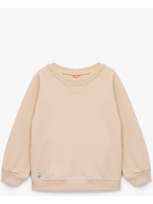 Pamuklu Uzun Kollu Bisiklet Yaka Basic Sweatshirt