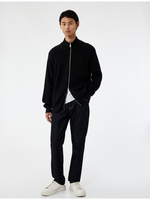 Uzun Kollu Pamuklu Tam Fermuarlı Triko Hırka