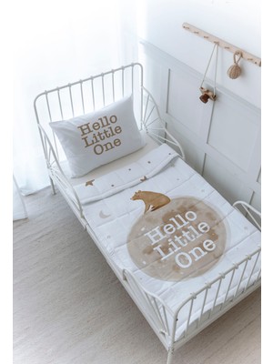 Organik Baskılı Montessori (100X200) Yorgan Seti - Pure Baby Serisi - Hello Bear