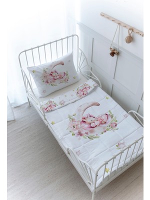 Organik Baskılı Bebek Boy (100X150) Yorgan Seti - For Baby Serisi - Ayda Uyuyan Unicorn
