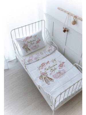 Organik Baskılı Montessori (100X200) Yorgan Seti - For Baby Serisi - Altın Bale Kıyafetleri