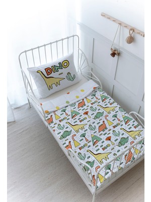 Organik Baskılı Montessori (100X200) Yorgan Seti - Pure Baby Serisi - Dino ve Kaktüsler