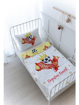 Tuğba Kuğu Organik Baskılı Bebek Yorgan Seti 100x150 cm Sarı Kırmızı Renkli %100 Pamuk Konforu