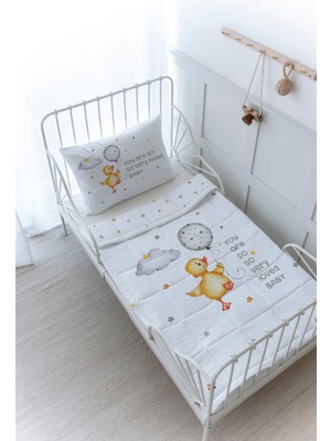 Organik Baskılı Bebek Boy (100X150) Yorgan Seti - Pure Baby Serisi - Sevimli Ördek