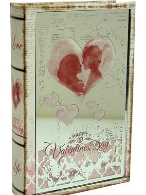 Kutu Kitap Aynalı Valentine Dekoratif Hediyelik