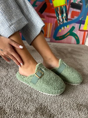 Kadın Sessiz Taban Yumuşak ve Hafif Kemerli Peluş Ev Terliği