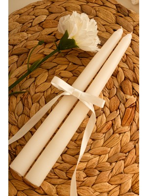 Şamdan Mum 2'li Beyaz