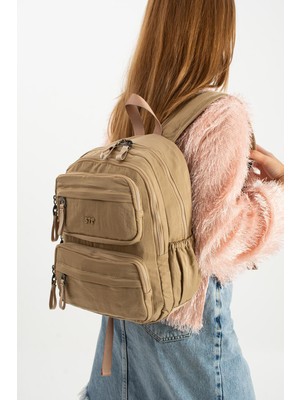 Yumuşak Dokulu Ultra Hafif, Esnek ve Su Geçirmez Polyamid Kumaş sırt Çantası Vizon model: (571-13-14A)