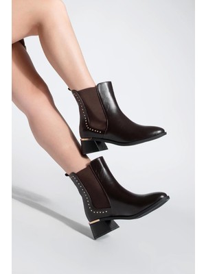 Glenda Yan Pim Detaylı Kadın Bot Kahve