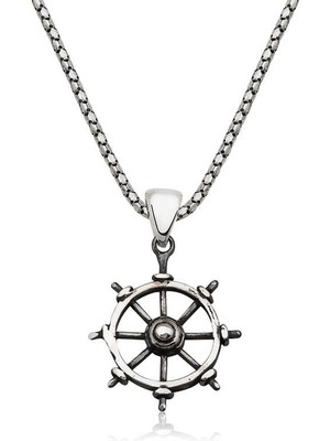 ​925 Ayar Gümüş Gemi Dümeni Kolye