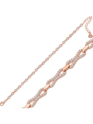 Stumbanng 925 Ayar Gümüş Rose Zirkon Taşlı Kadın Bileklik