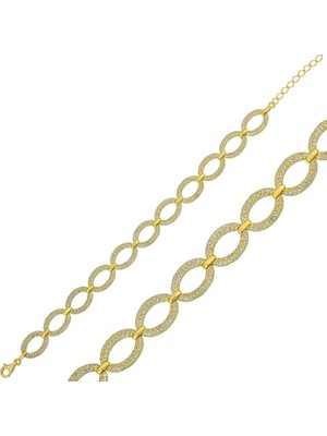Stumbanng 925 Ayar Gümüş Gold Oval Taşlı Bileklik
