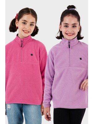 Lela Yumuşak Dokulu Fermuarlı Dik Yaka Şardonlu 2'li Paket Polar Çocuk Polar 5905002S2