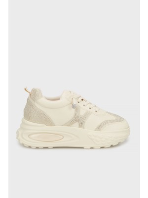 Guja Yüksek Taban Taşlı Deri Sneaker Ayakkabı Bayan Ayakkabı 38925K3055