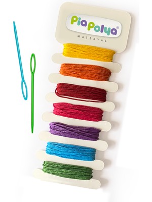 Çocuklar Için 2 Adet Plastik Iğne ve 7 Renk Ipleri | Parmak Gelişimi | Etkinlik | Okul Öncesi