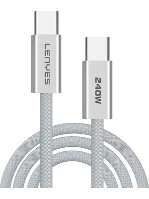 Lenyes LC550 Type-C To Type-C Hızlı Şarj Özellikli Data ve Şarj Kablosu 240W 1m Beyaz