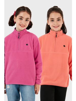 Lela Yumuşak Dokulu Fermuarlı Dik Yaka Şardonlu 2'li Paket Polar Çocuk Polar 5905002S2