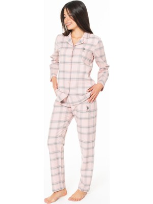 Kadın Uzun Kollu Kareli Gömlek Pijama Takımı S26168 Nefes Alabilen Kumaş Rahat Kesim