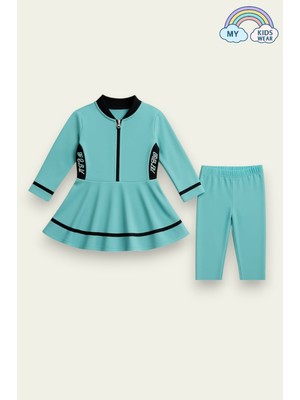Kız Cocuk Uzun Kollu Elbiseli Mayo Takımı 2-12 Yaş 12164