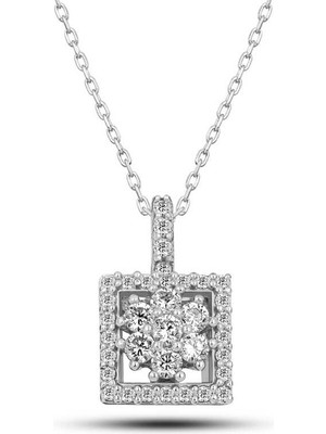 Stumbanng 925 Ayar Gümüş Kare Zirkon Taşlı Kadın Kolye