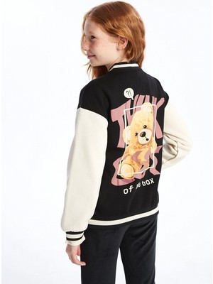 Lcw Kids Siyah Baskılı Kız Çocuk Kalın Kolej Ceket