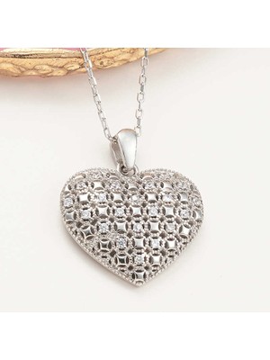 Stumbanng 925 Ayar Gümüş Bombeli Kalp Kadın Kolye