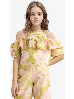 DeFacto Desenli Kısa Kollu Bluz Kız Çocuk D7787A825SM