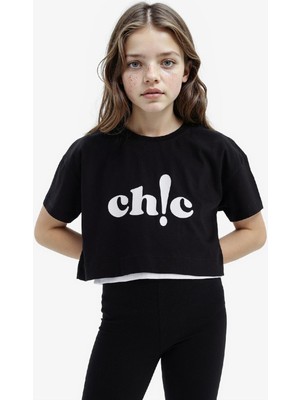 DeFacto Bisiklet Yaka Baskılı Kısa Kollu Tişört Kız Çocuk E0063A825SM