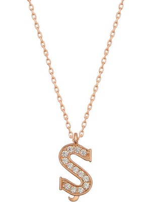 925 Ayar Gümüş Rose Ş Harfi Kadın Gümüş Kolye