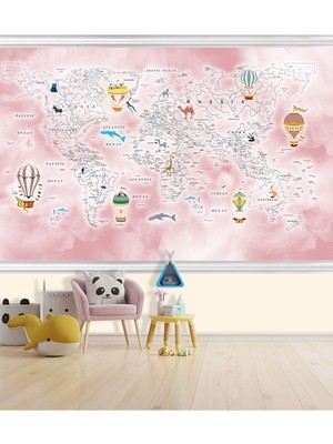 Harita Desenli Isı ve Ses Yalıtım Sağlıklı Tekstil Duvar Kağıdı