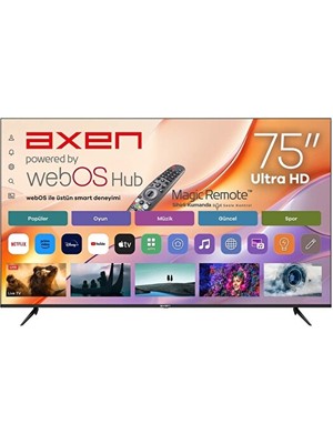 Axen AX75LEDM-W02M 75" 190 Ekran Uydu Alıcılı 4K Ultra HD  webOS Smart LED TV