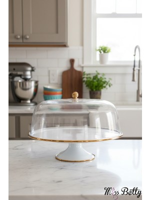 Miss Betty Vintage Style Emaye 30 Cm Ayaklı Kek Fanusu