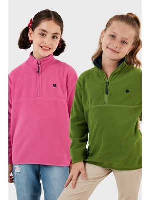 Lela Yumuşak Dokulu Fermuarlı Dik Yaka Şardonlu 2'li Paket Polar Çocuk Polar 5905002S2