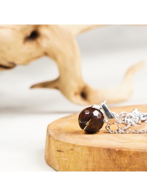 Dumanlı Kuvars Doğal Taş Küre Kolye